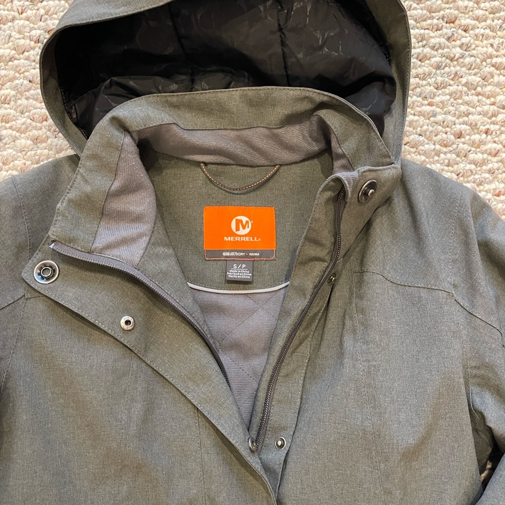 Merrell Long Gray Jacket Winter Coat Select Dry + Warm Mid Length - Picture 3 of 8